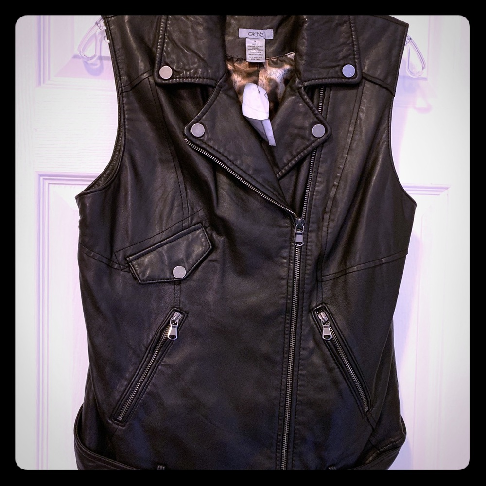 Cashe Genuine black leather vest
